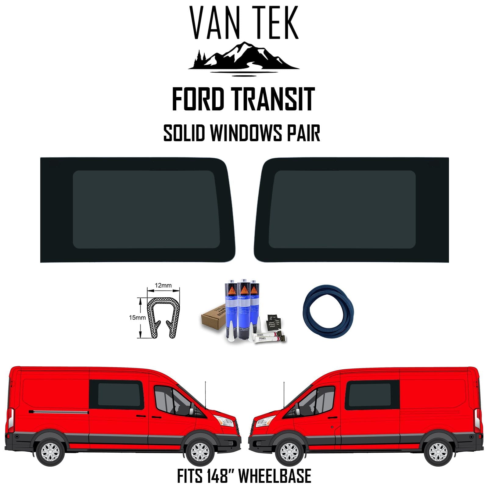 Transit Solid Windows Pair For Both Passenger and Driver Side kit