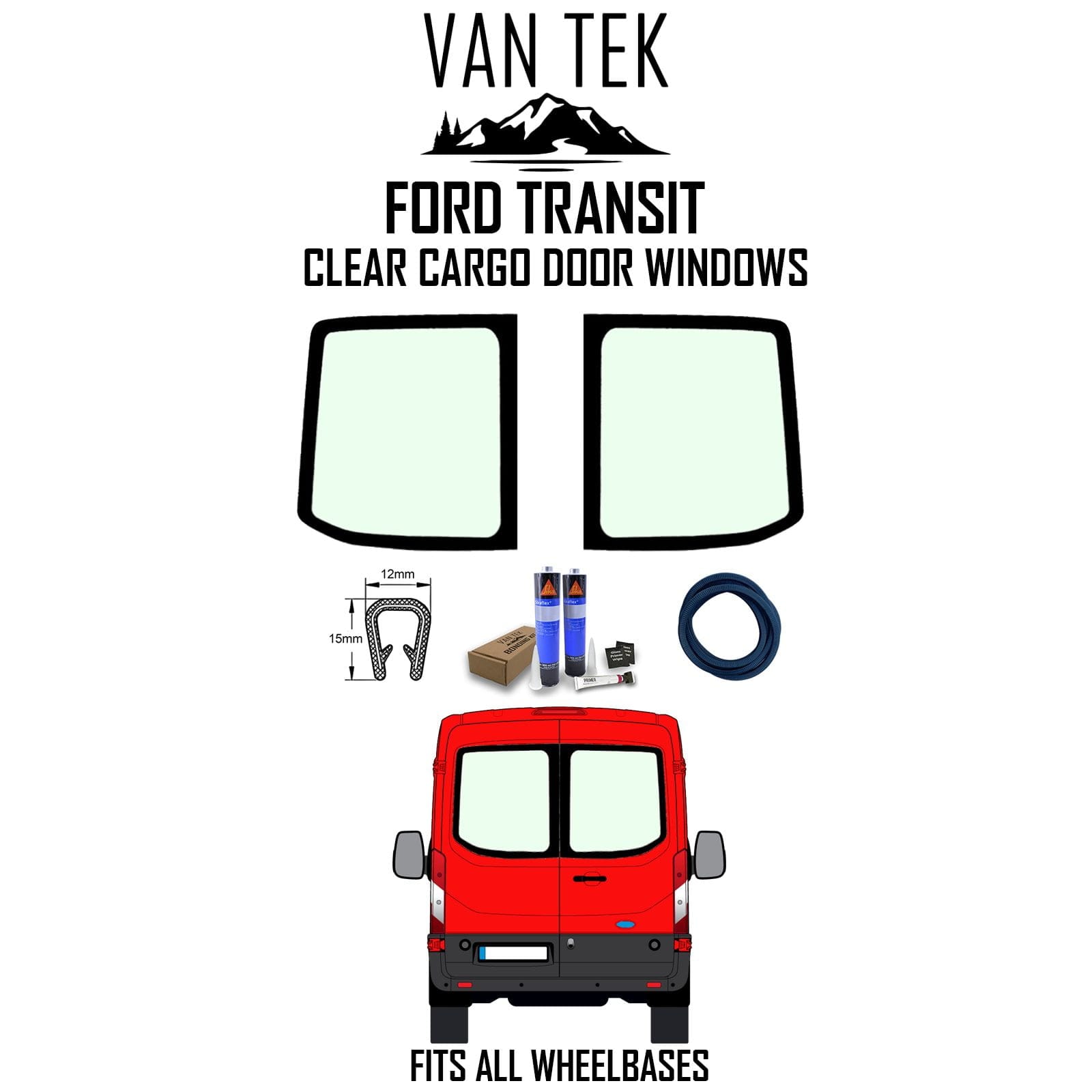 Transit Clear Cargo Door Windows