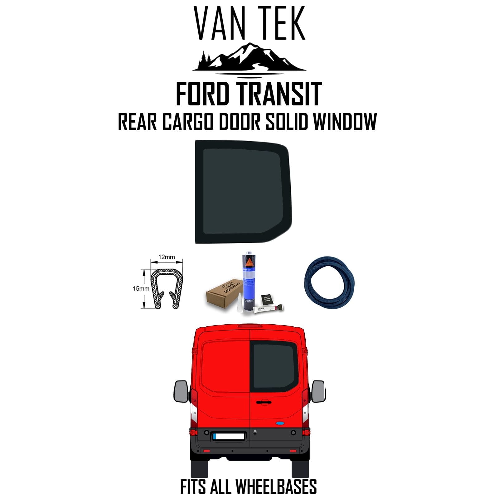 Transit Rear Cargo Door Solid Window 
