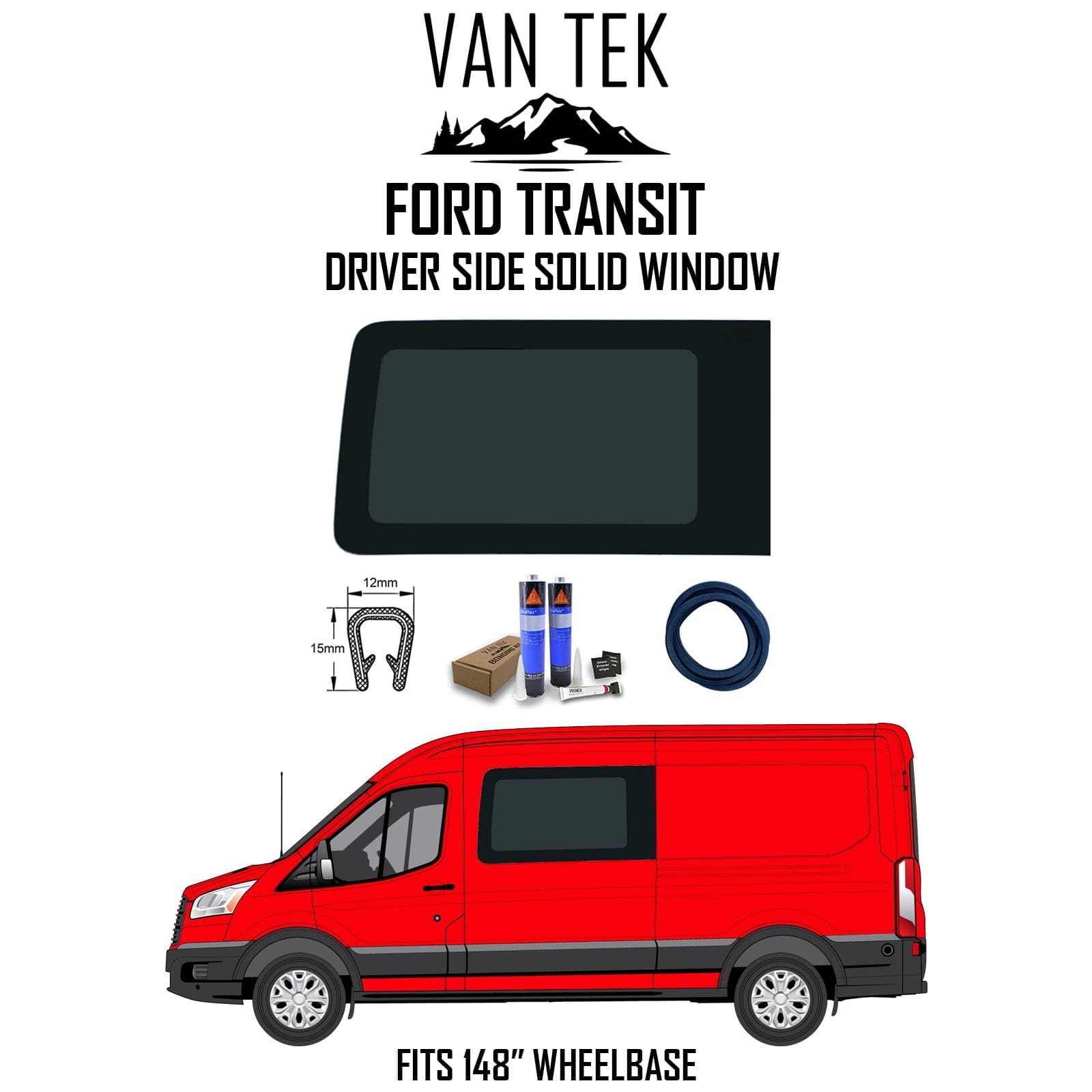 Transit Driver Side Solid Window Kit