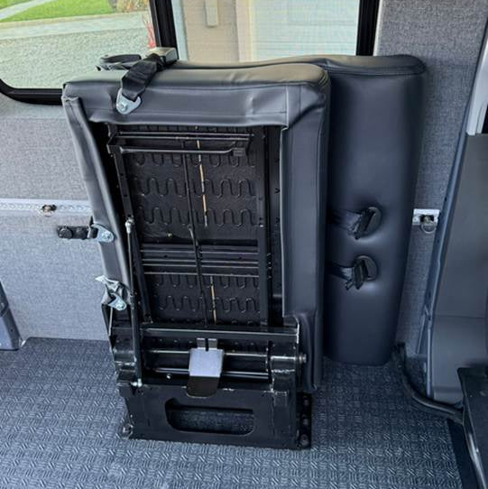 Bench Seat Is Flipped Up To Show How It Can Be Stowed Away For Space 