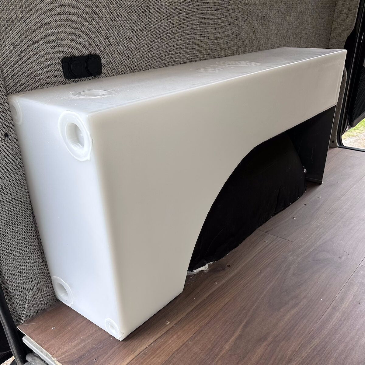 Sprinter/Transit 19 Gallon Dually Water Tank - installed on passenger side with water towards the front