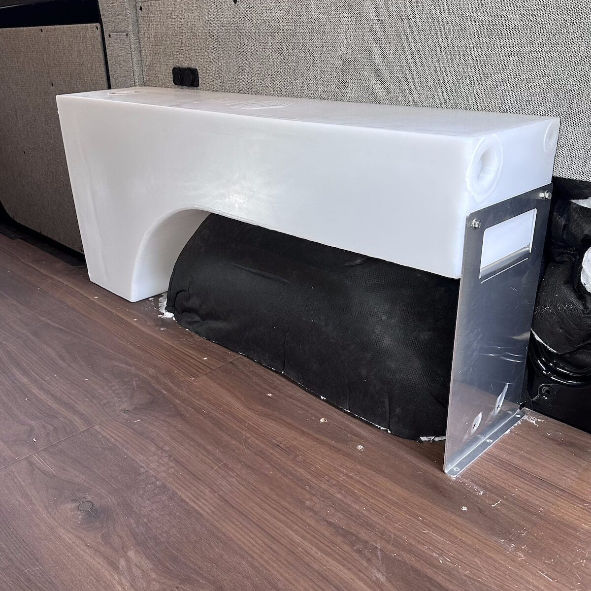 Sprinter/Transit 19 Gallon Dually Water Tank - Installed on passenger side - back view