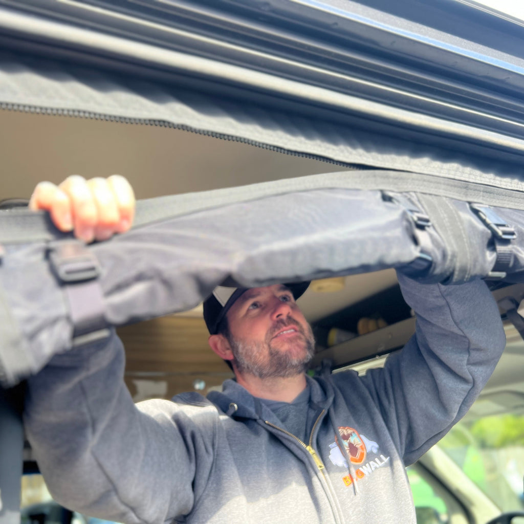 Installing Bugwall Chill Curtain To Back Of Transit