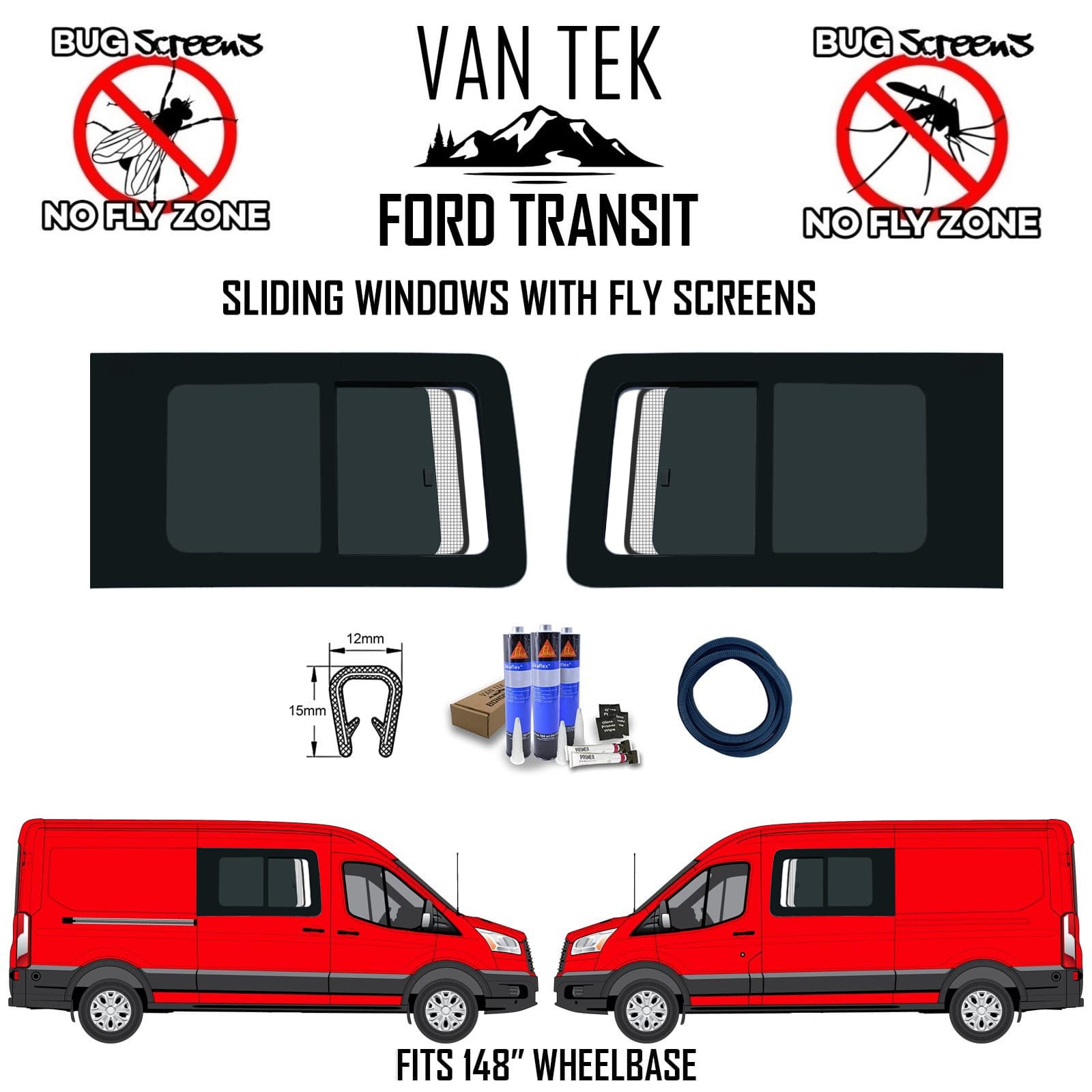 Transit Sliding Windows With Fly Screens